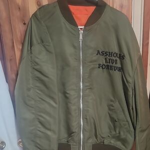 Olive Green/Orange Bomber Jacket 2 In 1 Reversible jacket.